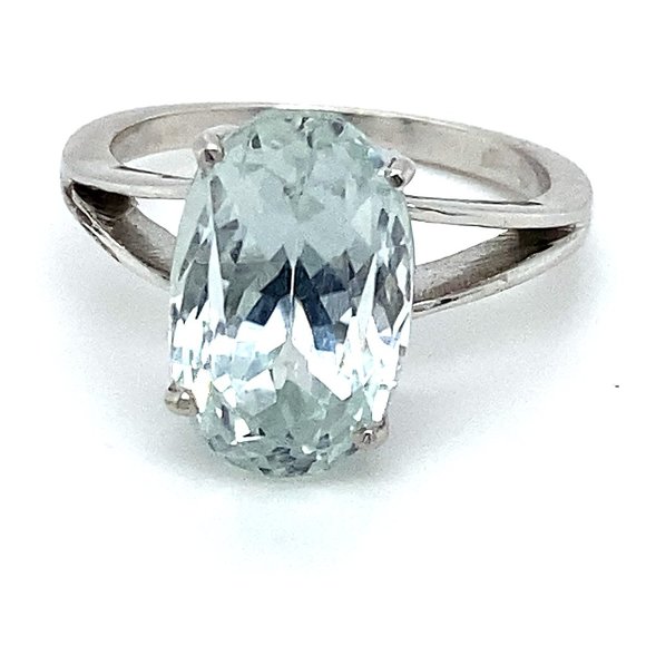 Blue Kunzite 9.12ct Solid 18K White Gold Ring - Picture 1 of 9